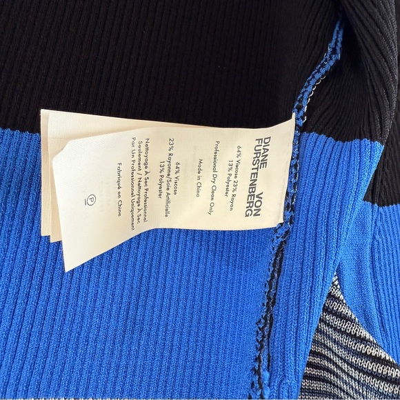 Diane Von Furstenberg Women’s ribbed wrap top‎ Striped Size S Long Sleeve - Picture 9 of 11